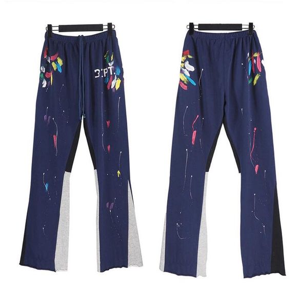 

mens jeans pants galleries sweatpants depts speckled print men's women's couple loose versatile casual straight graffiti red gray, Black