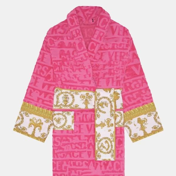 

bath robe designer long hoodie lovers couples longstyle luxury european printing bright 100% cotton luxurious couple bathrobe wholesale 2 pa, Black