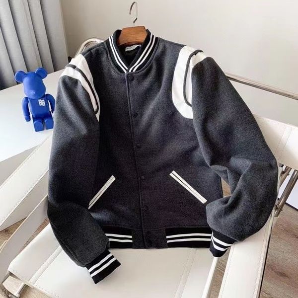 

autumn jacket designer thin coat uniform stitching hooded high street couple men's hip-hop classic retro baseball pure color casual all, Black;brown