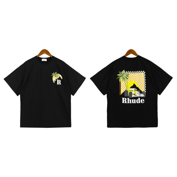 

rhudes t shirts version mens t-shirt summer fashion designer loose and breathable casual cottons luxury clothing street shorts sleeves cloth, White;black