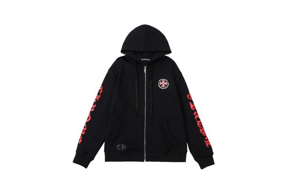 

men's hoodies sweatshirts mens designer chrome winter heart hoodie ch long sleeve zipper jacket loose coat hooded hoody men woman hip h, Black