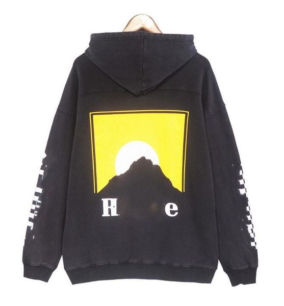 

designer rhuds hoodie mens rhudss hoody hooded sweatshirt felpa uomo niche fashion brand sudadera autumn winter long sleeve round neck pullo, Black