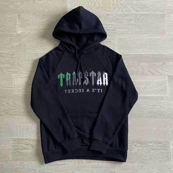 

men's hoodies sweatshirts autumn winter trapstar hoodie sweatshirt gradient embroidery letters trapstar tracksuit women hoody set 11, Black