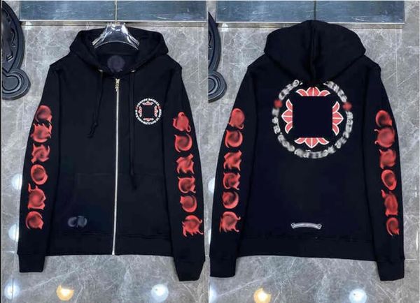 

men's hoodies sweatshirts mens designer chrome winter heart hoodie ch long sleeve zipper jacket loose coat hooded hoody men woman hip h, Black