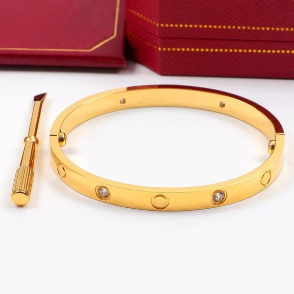 

love screw bracelet fashion designer cuff luxury trendy bangle 18k gold plated steel diamond women men nail bracelets silver classic designe, Black