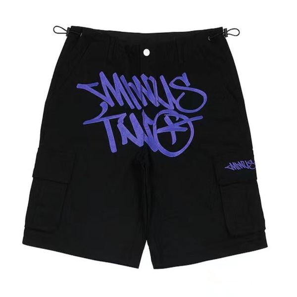 

minus two mens pants cargo y2k casual pant minustwos retro street trend black harajuku hip hop print loose overalls joggers o58d