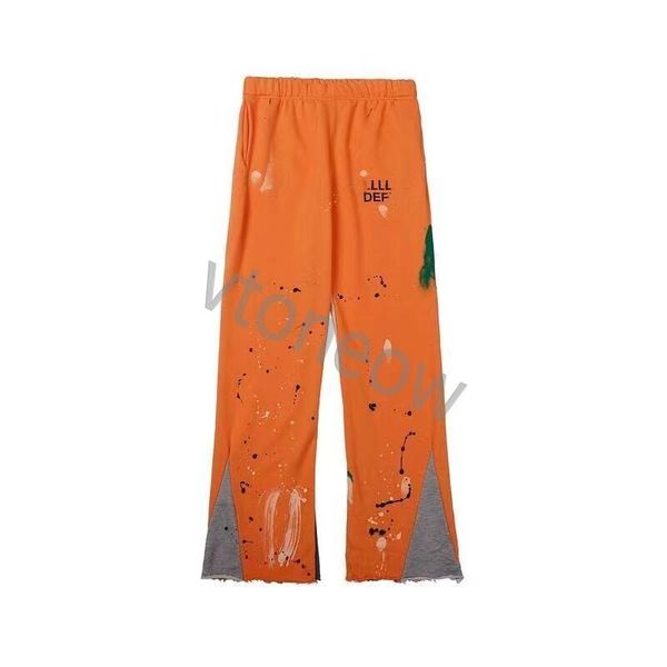 

men pants galleries sweatpants dept speckled letter print men's women's couple loose versatile casual pan8, Black