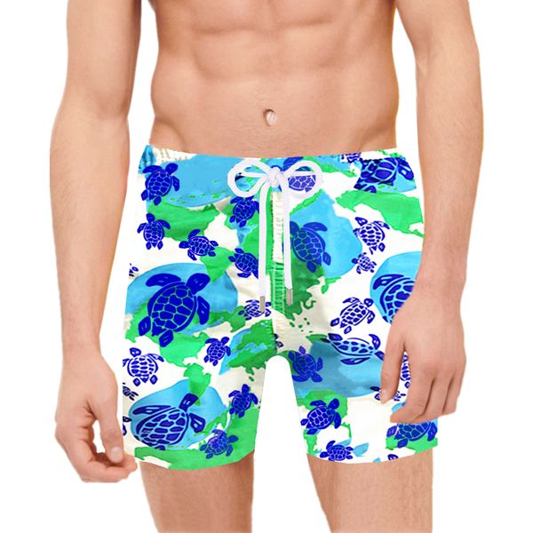 

shorts vilebrequin spandex men swimwear herringbones turtles summer casual shorts loose fit version ej, Black
