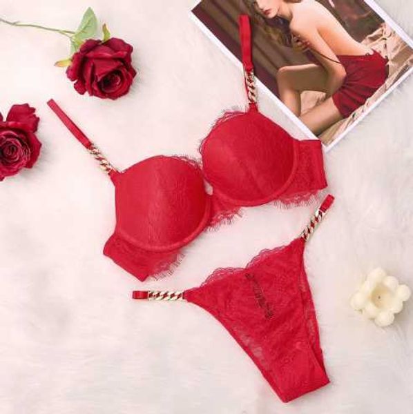 

brassiere suit gather bra sets girl smooth breathable underwear set adjustable female diamond underwear womens vs briefs bras q0715tbf0, Red;black