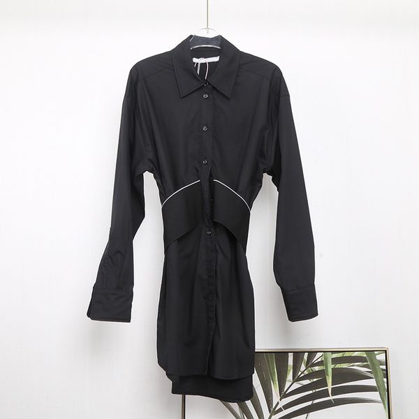 

women's shirt skirt designer long sleeve t-shirt coat fashion waist style dress for womens clothing wq9r, Black;gray
