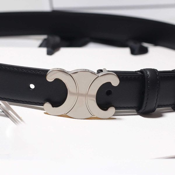 

designer belt black tan genuine leather belt cinture di lusso fashion triomphe belts for women shiny golden silver buckle width 2.5cm 1.8cm, Black;brown