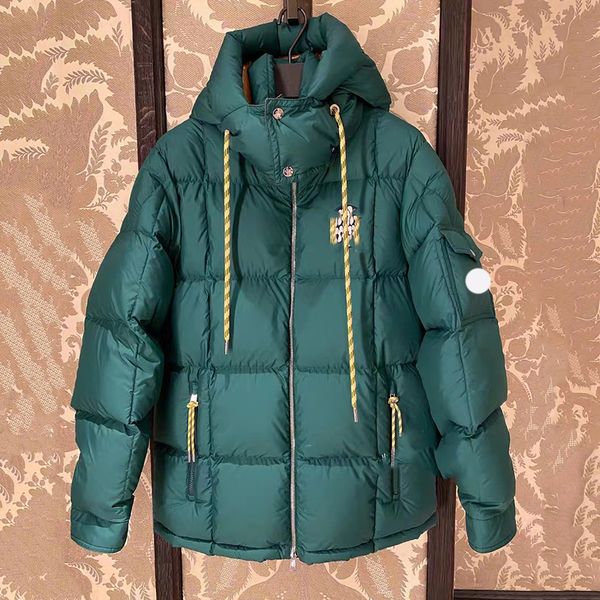 

luxury designer men down parkas women's embroidered badge standing neck hooded puffer jacket couple thickened warm loose winter vest si, Black
