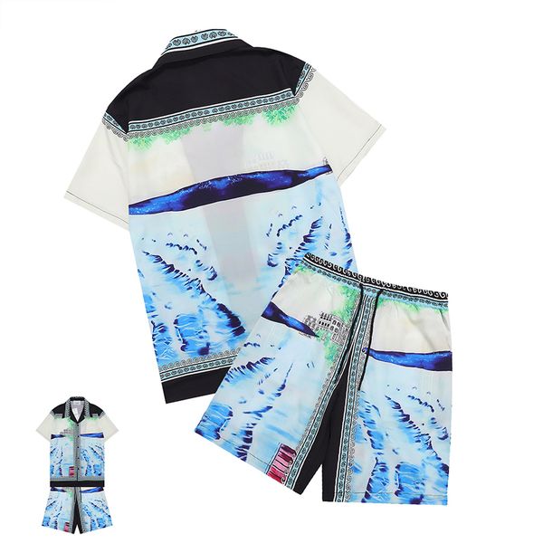 

casablanc-s 22ss designer men t shirt set masao san print mens casual and short womens loose silk tees transportation tshirt size m--3xl 13, White;black