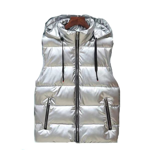 

vest mens down vests winter jacket waterproof gilet thick warm downs jackets outerwear luxury streetwear gilets casual geometric hooded zipp, Black;white