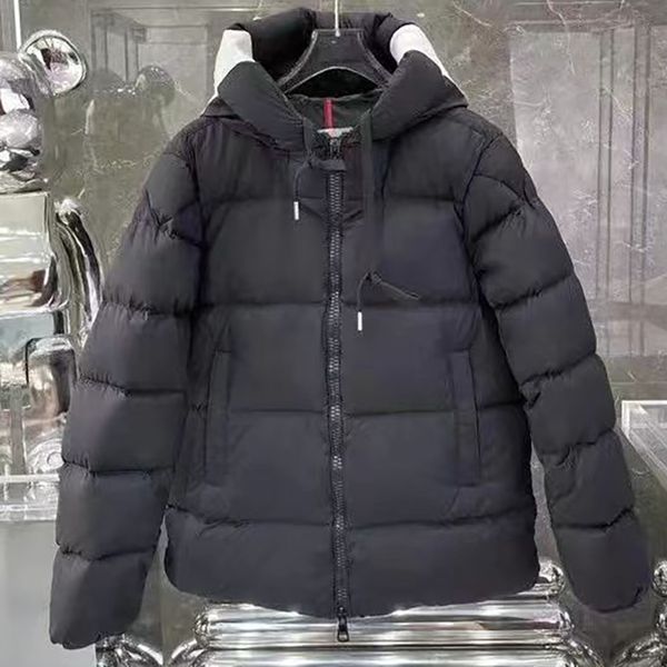 

luxury designer men down parkas women's embroidered badge standing neck hooded puffer jacket couple thickened warm loose winter 4gix, Black
