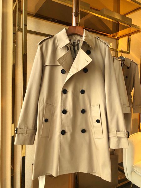 fashion designer classic mens long black trench coat loose jacket and overcoat double breasted men windproof waterproof 2o73, Tan;black