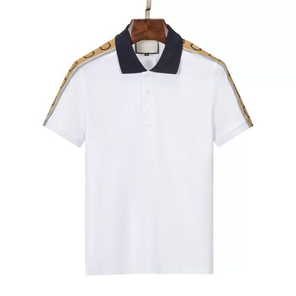 

designer men's t-shirt polo shirt brand new cotton embroidery wrinkle proof breathable lapel commercial fashion casual print high end s, White;black