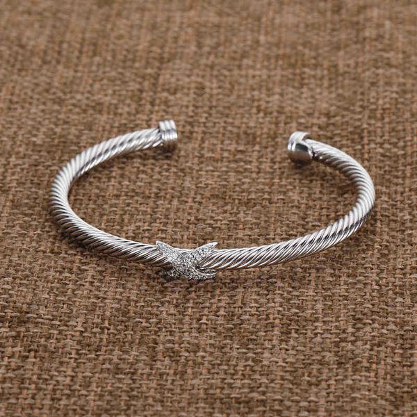 

silver twisted cuff bangle fashion men bracelets charm bracelet hook 5mm wire woman designer cable mens jewelry exquisite simple jewelry acc, Black