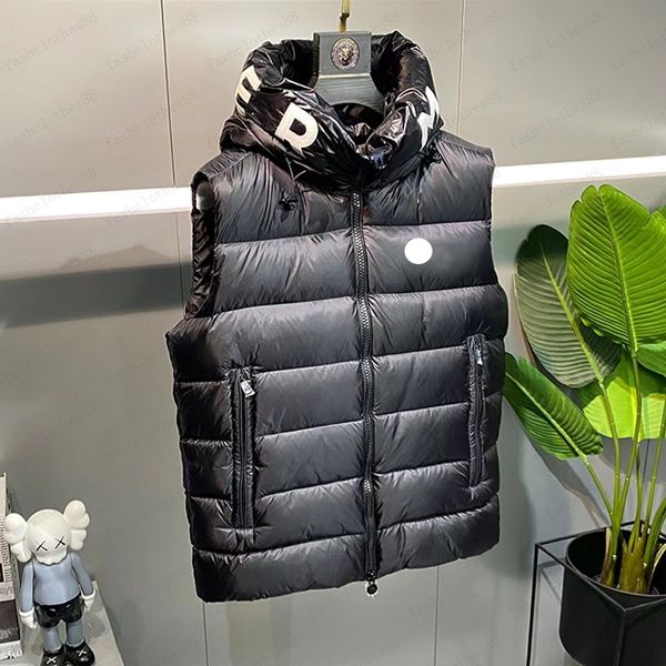 

designer mens couple down vests womens stand collar vest winter jacket embroidered chest badge warm outerwear jackets xlrx, Black;white