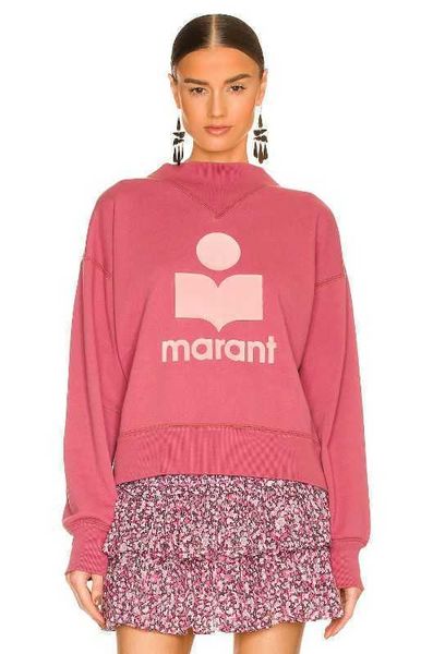 

isabel marant designer pullover sweatshirt flocking print half high collar long sleeve loose terry sweater for women fashion hoodies zmu0, Black