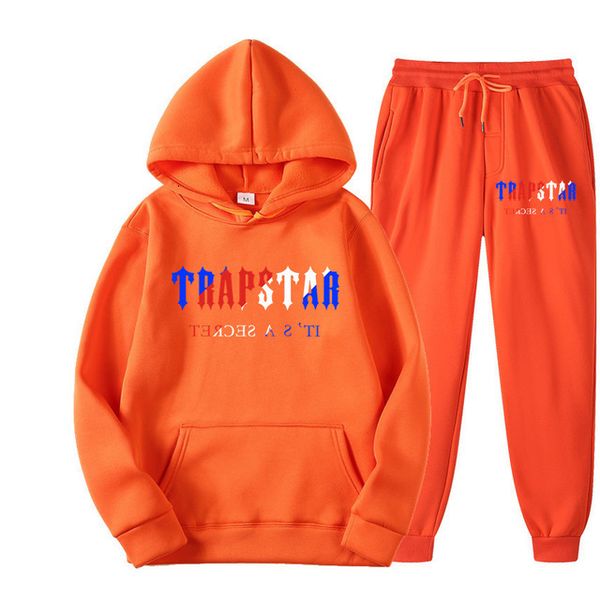 

trapstar brand tracksuit printed sportswear men 16 colors warm two pieces set loose hoodie sweatshirt pants jogging 2206150yh5 6odc3, Black