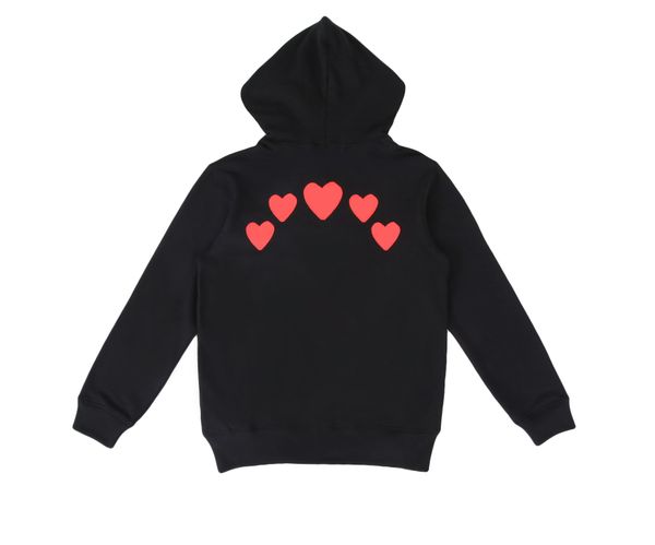 

cdgs mens designer classic navy zip hooded sweatshirt little red peach heart printing for men and women garcons long sleeve sportswear beige, Black