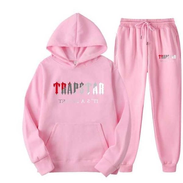 

men's tracksuits fw trapstar men women tracksuit brand printed streetwear sportswear warmtwo pieces set hoodie pants jogging hooded g22, Gray