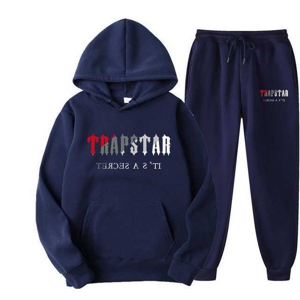 

men's tracksuits fw trapstar men women tracksuit brand printed streetwear sportswear warmtwo pieces set hoodie pants jogging hooded g22, Gray