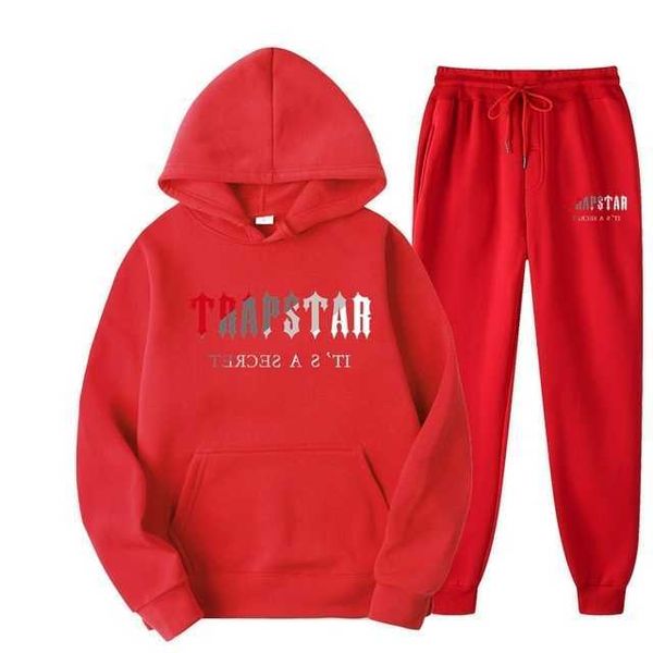 

men's tracksuits fw trapstar men women tracksuit brand printed streetwear sportswear warmtwo pieces set hoodie pants jogging hooded g22, Gray