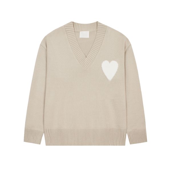 

fashion amis weater paris sweater mens designer knitted shirts long sleeve french high street embroidered a heart pattern round neck knitwea, White;black