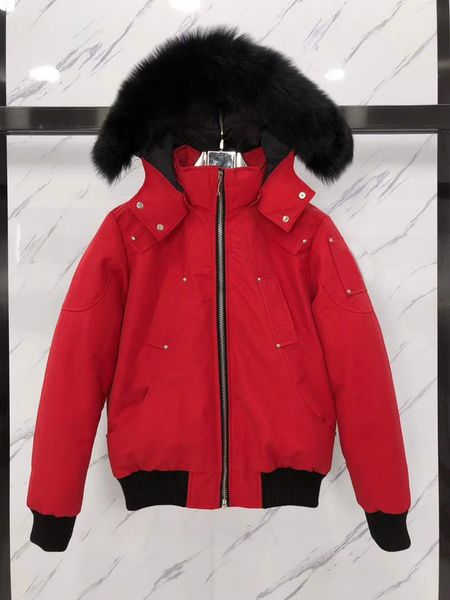 

down quality real fur winter mens mooses ballistic bomber parka jackets warm outwear coat windproof short 4 zoen, Black