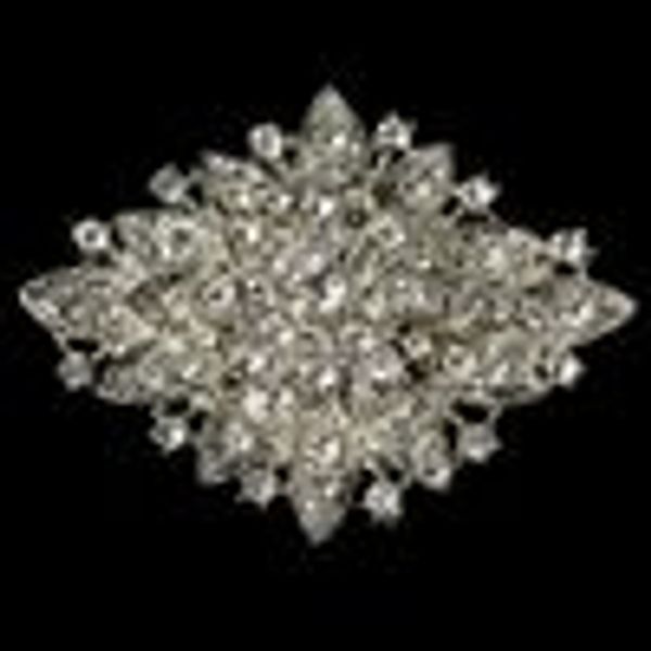 

large elegant vintage silver sparkly rhinestone crystal bridal pin brooch, Gray