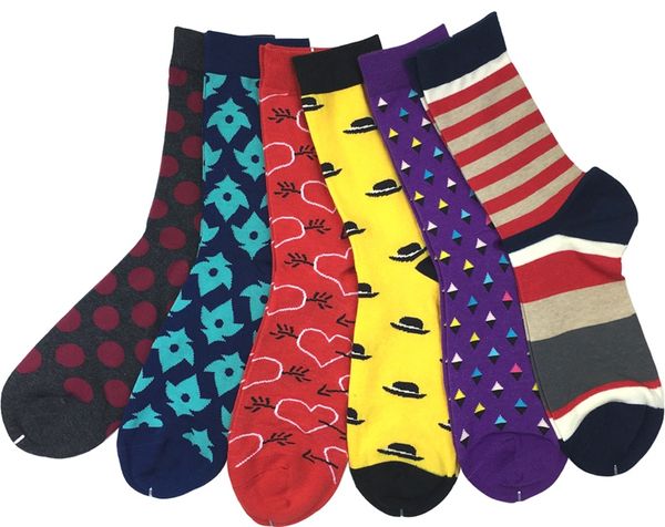 

new styles happy men's colorful combed cotton socks wedding gift (6pairs/lot ) 10 sgz3, Black
