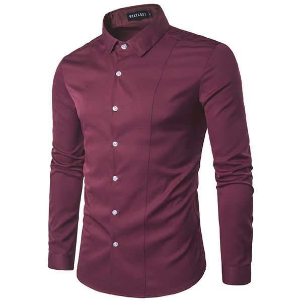 

men new long sleeve chemise homme casual slim fit button down irregular shirt mens dress shirts print wedding tuxedo fq1a, White;black