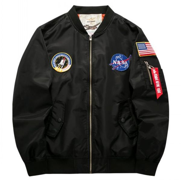 

nasa men's women flight jackets winter coat military tactical male army ma-1 bomber jacket baseball varsity college pilot air force sqb, Black;brown