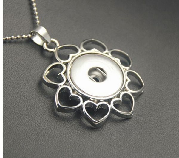

6pcs/lot 2014 fashion button necklace pendant rhinestone snap pressed pendant 18mm wiithout chain noosa pendant snap jelwery, Silver
