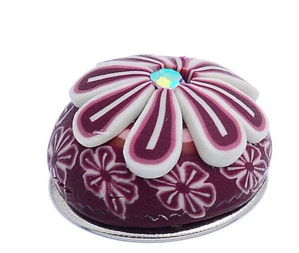 

#25 dark purple flower pattern with ab rhinestone 5.5mm diy circle button 18mm snap button noosa diy jelwery soft ceramics giner button