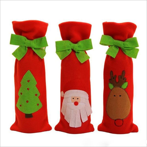 Borsa copri bottiglia di vino Sacco di Babbo Natale Albero di Natale ELK Decorazioni da tavola Ornamenti Naviidad Decorazioni natalizie Spedizione gratuita