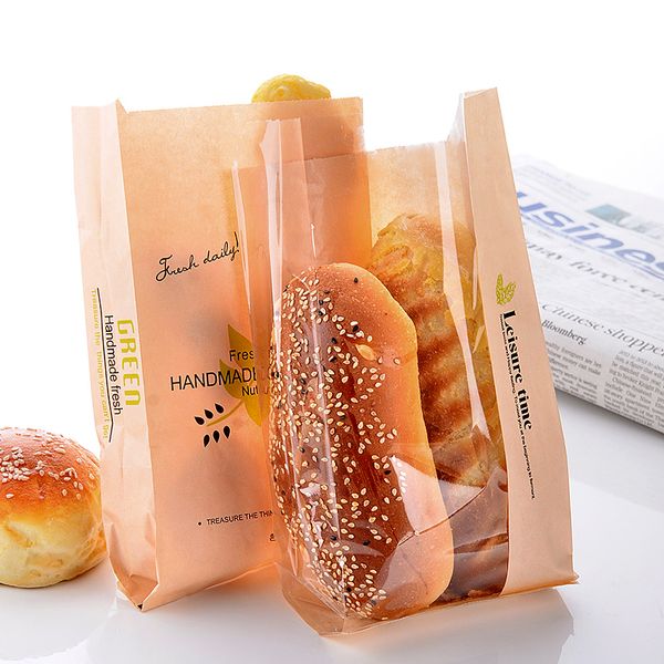 

Disposable Paper Toast Bread Bag Eco Friendly Baking Cake Dessert Packing Bag Party Supplies Gift Wrap SK739