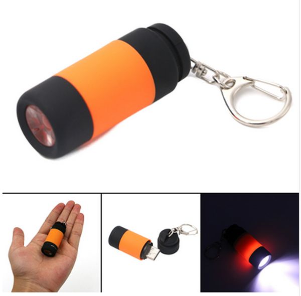 

6 colors portable rechargeable usb mini led torch lamp light flashlight key chain ring mini flashlight lanterna built in battery