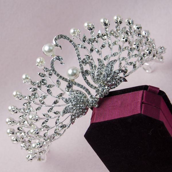 Coroa de tiara de cisne com strass, coroas de casamento, tiaras de noiva, acessórios para cocar de casamento, desempenho, coroas344i