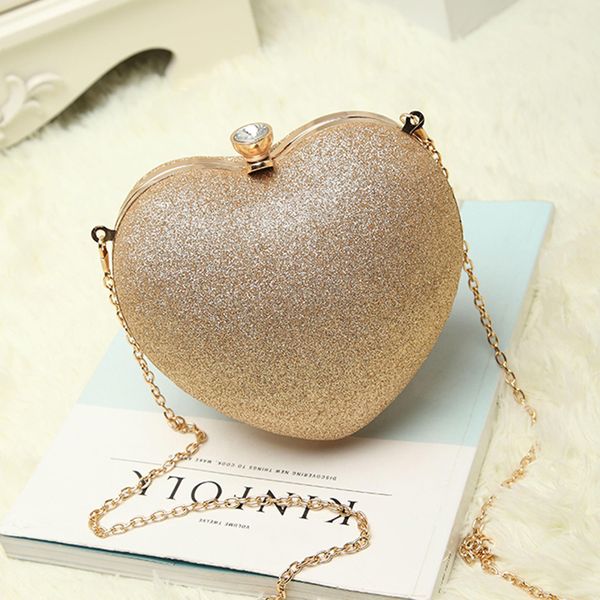 

elegant women clutch evening bags heart-shaped chain fashion ladies shoulder cross body bags with high grade hardware lock 001