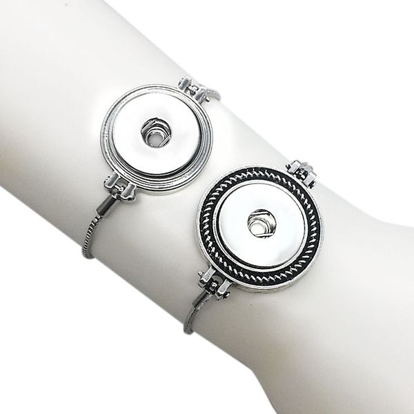 

225 stretchable 18mm snap button bracelet interchangeable charm jewelry for women men, Black