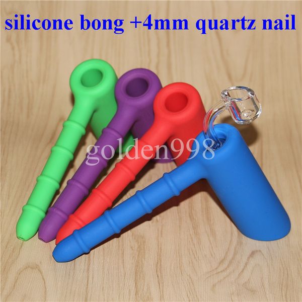 narghilè Platinum Cured Food Grade Silicone Hammer Bubbler Pipe Tubi per fumatori Bong in silicone Dab Rig con chiodo al quarzo da DHL