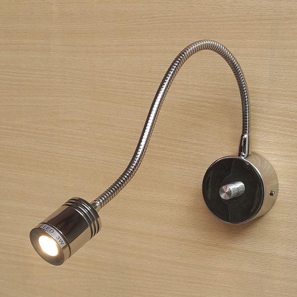 

ch minimalist car reading light dc12v knob dimming 15%-100% tight 360mm alumimum hose flexible cree led 3w 200lm elegant chrome finish