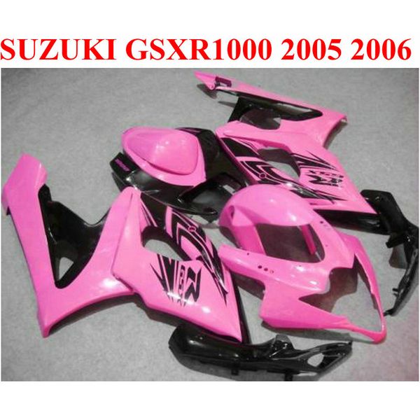 SUZUKI 2005 2006 GSXR1000 bodykits için kaporta kiti özelleştirmek 05 06 GSX-R1000 K5 K6 siyah pembe plastik kaplama seti SX58