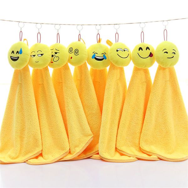 

30*30cm emoji hanging towel dishcloths super absorbent coral velvet household hand towel bathroom kitchen cleaning towel ic882