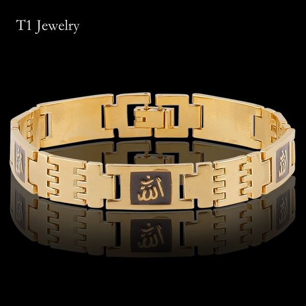 

golden religion bracelets man anti radiation muslim bracelet 18k golden plated jewelry anti allergy chain drops of oil jewelry, Black