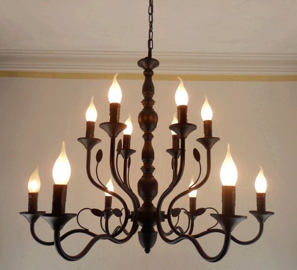 

роскошный деревенский кованого железа люстра e14 свеча черный старинные старинные дома люстры для гостиной европейский светильник llfa