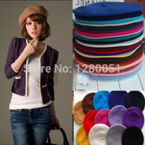 

wholesale-2015 classic women's soft warm wool french artist beret beanie slouch hat cap winter, Blue;gray